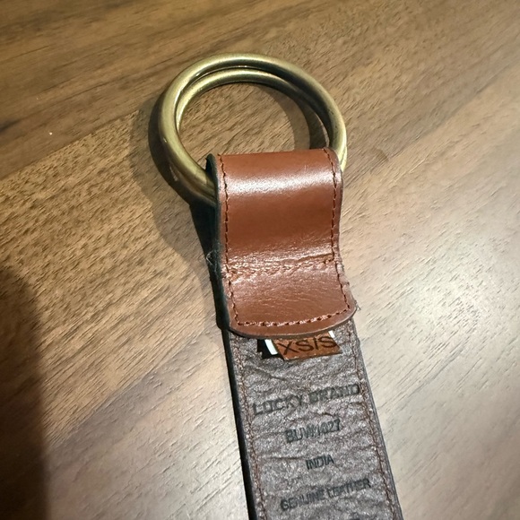 Lucky Brand Brown Leather Belt  with gold/brass colored buckle XS/S - Picture 4 of 5